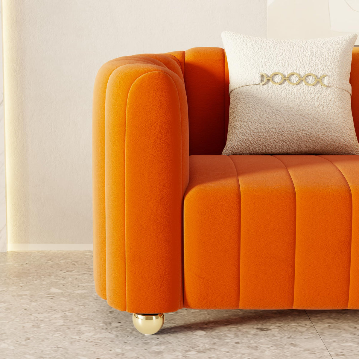42" Velvet Sofa Chair with Gold Metal Legs G93013