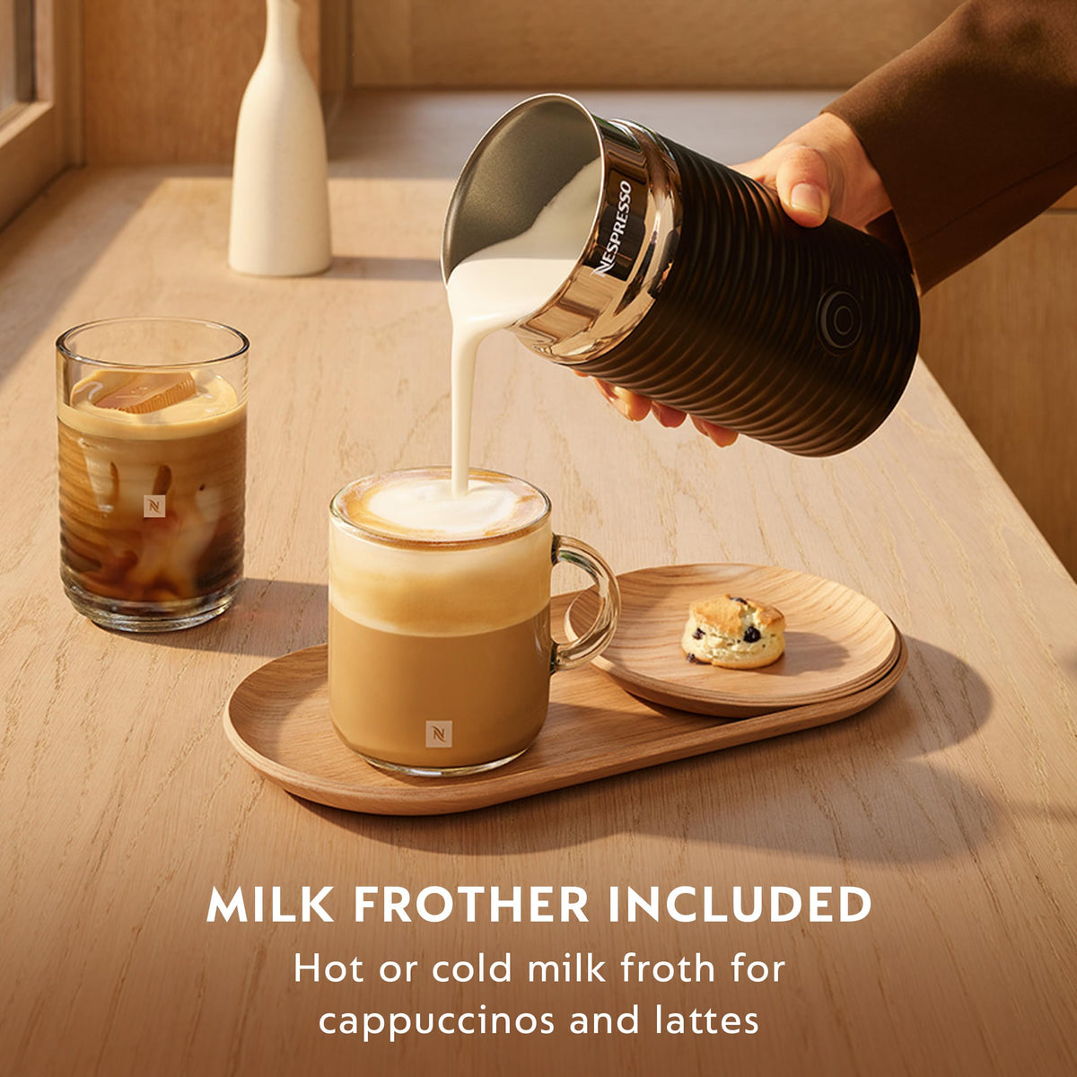 Black Coffee Machine with Milk Frother N6643