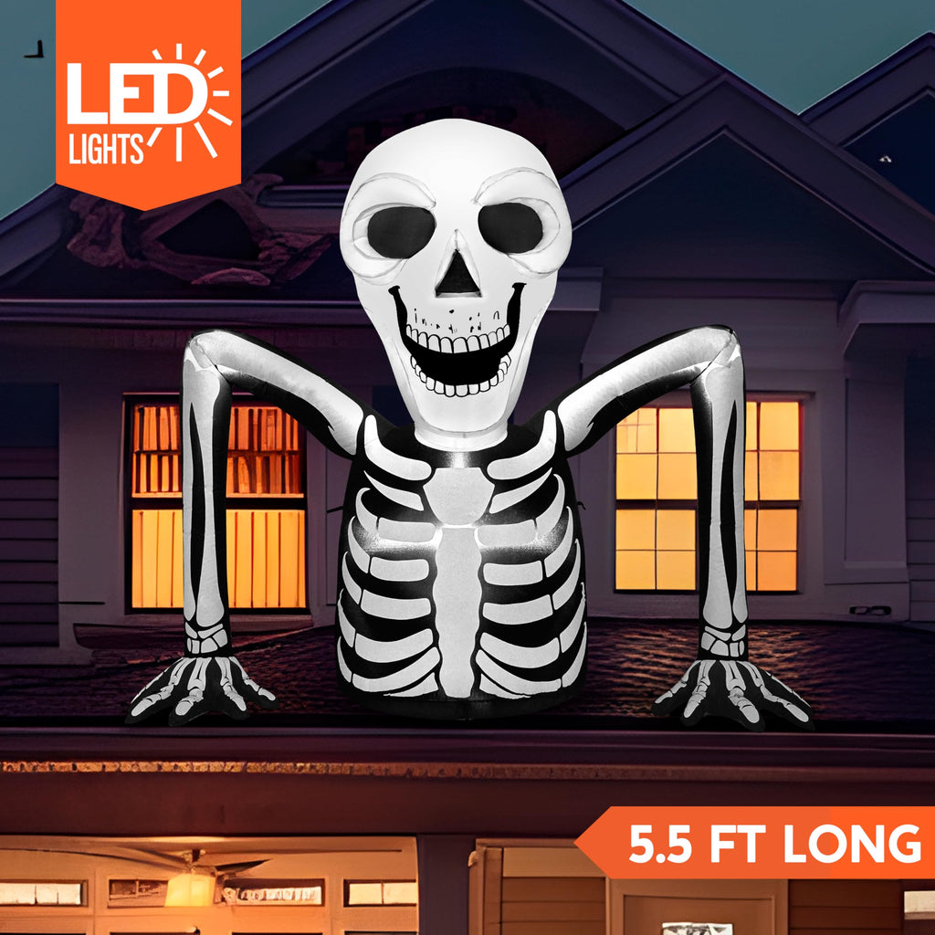 5.5 FT Long Inflatable Skeleton Outdoor Decoration with LEDs P577753