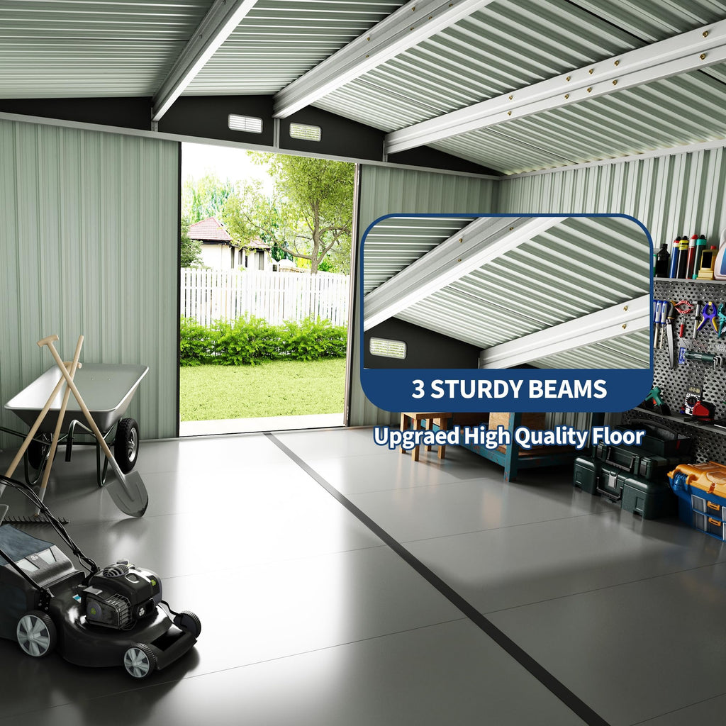 10X14 Ft Metal Storage Building with Lockable Door V507