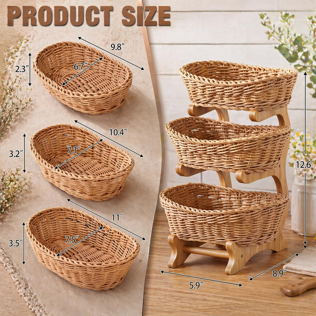 3 Tier Woven Fruit Basket Stand M79422