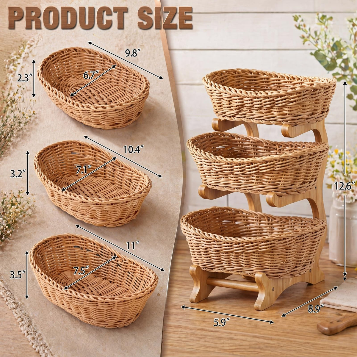 3 Tier Woven Fruit Basket Stand M79422