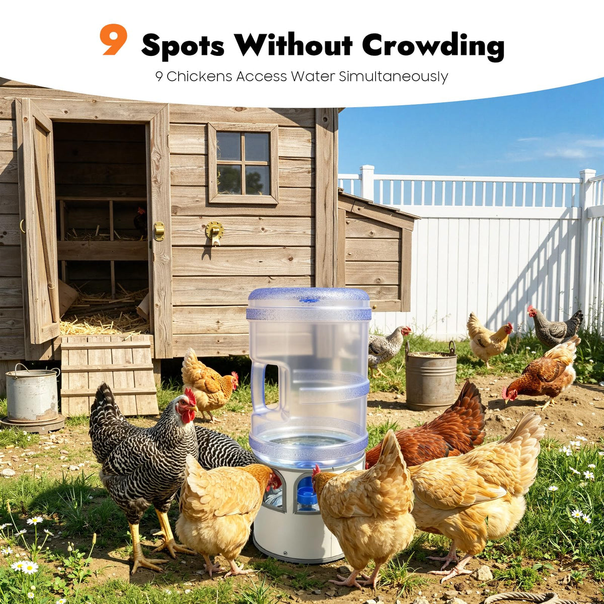 5 Gal Heated Chicken Waterer 80W Adjustable Temperature R52869