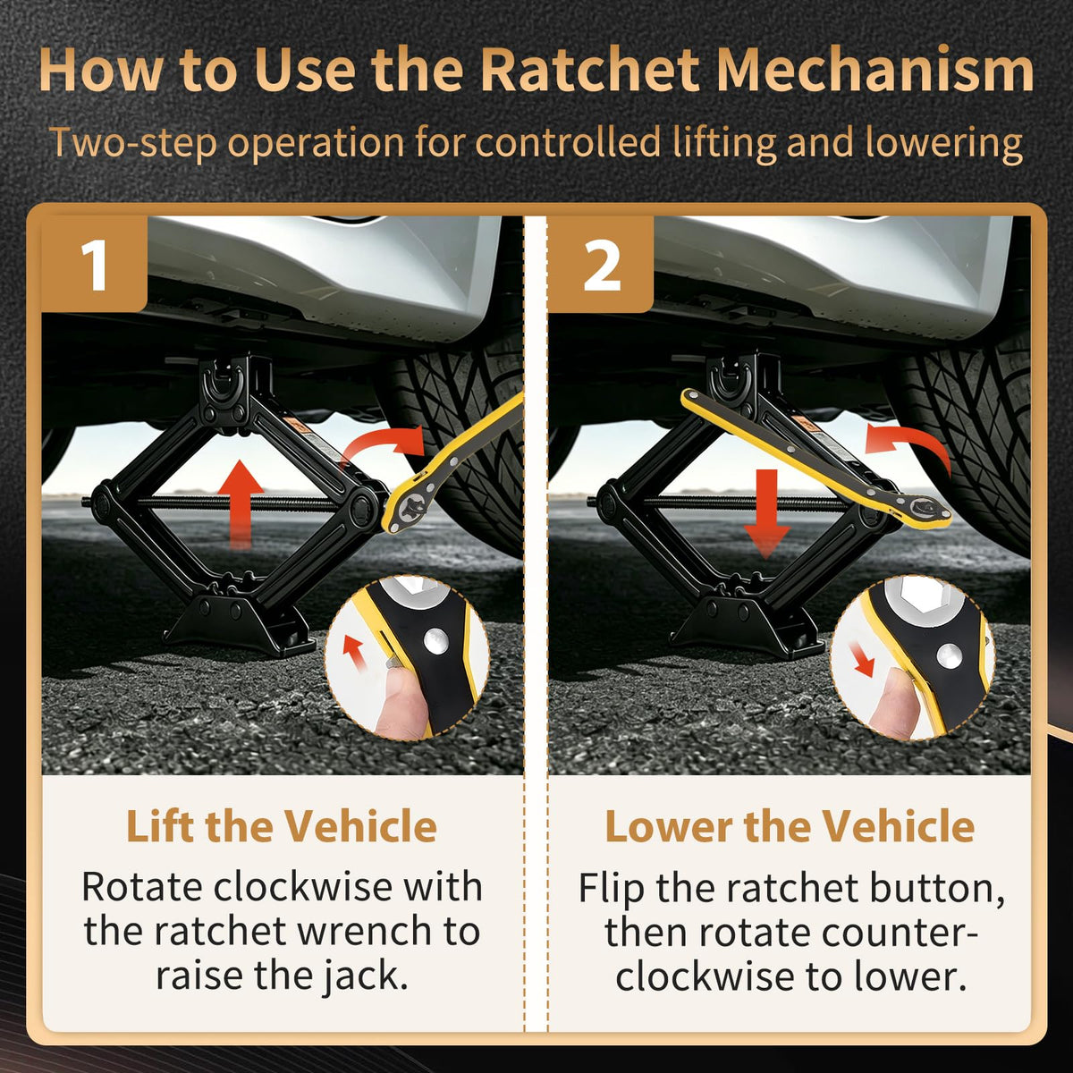 3-Ton Scissor Jack Kit with Ratchet Wrench U328000
