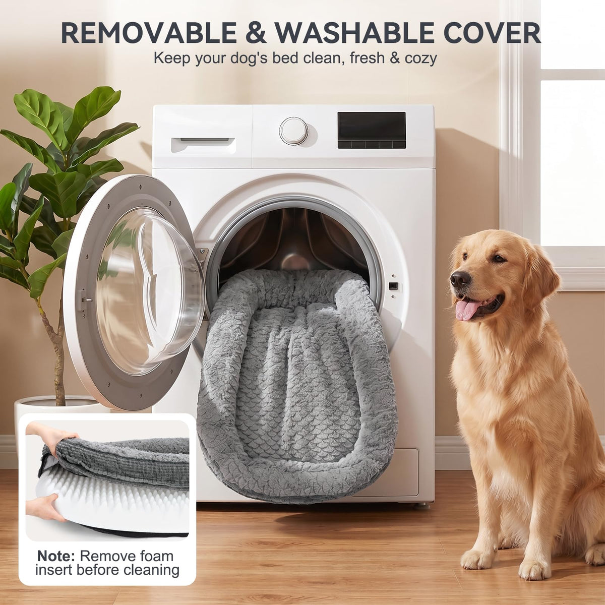 XL Grey Memory Foam Orthopedic Dog Bed with Washable Cover A977616
