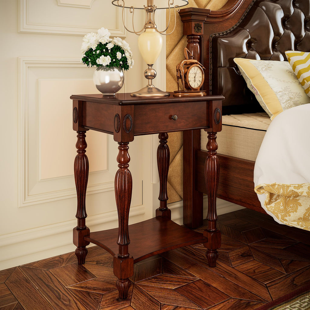 Side Table with Drawer and Storage Shelf E351309