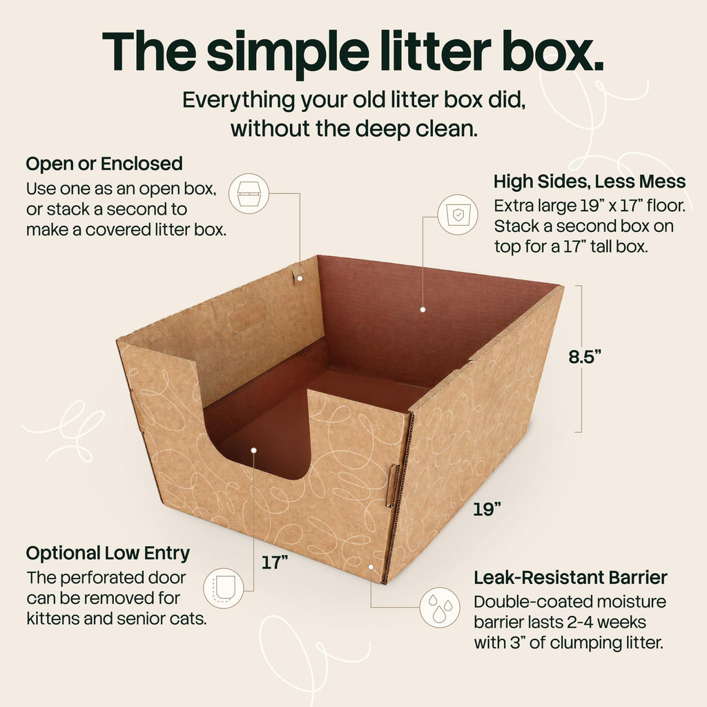 10 Pack Extra Large High Sided Leak Resistant Cardboard Cat Litter Boxes D517011
