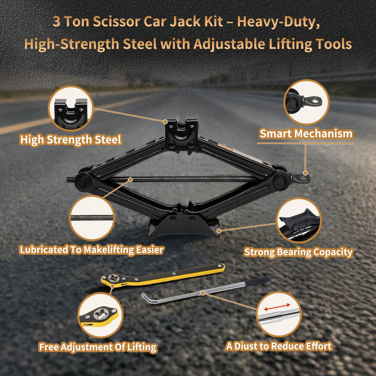 3-Ton Scissor Jack Kit with Ratchet Wrench U328000