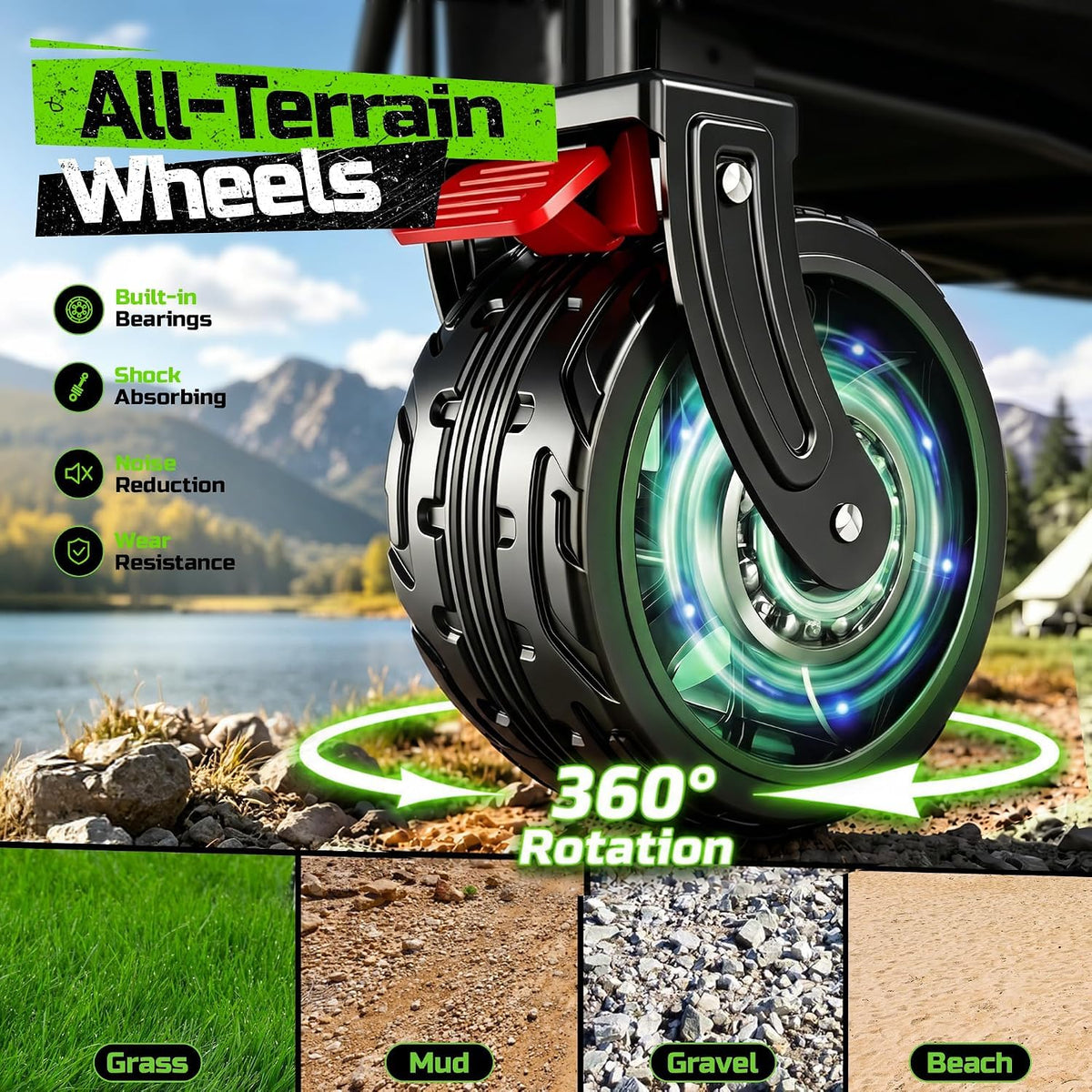 Collapsible Heavy Duty Beach Wagon with Big Wheels V395