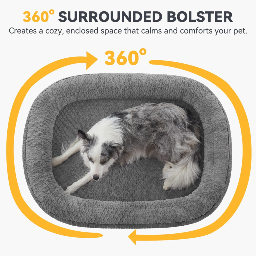 XL Grey Memory Foam Orthopedic Dog Bed with Washable Cover A977616