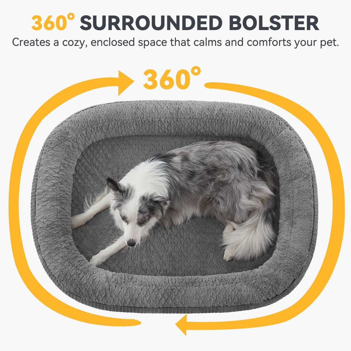 XL Grey Memory Foam Orthopedic Dog Bed with Washable Cover A977616