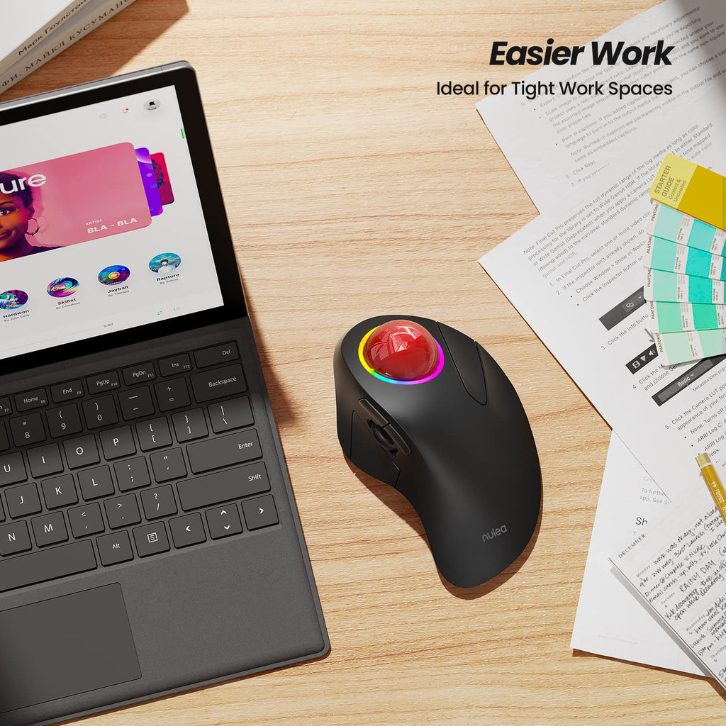 Wireless Ergonomic RGB Trackball Mouse Y1422