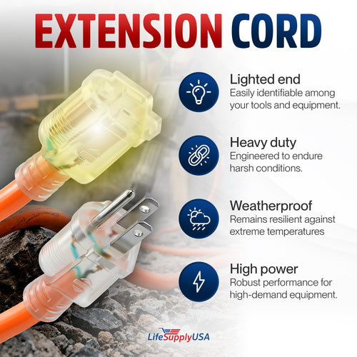 100ft 10/3 Gauge Heavy Duty Outdoor Extension Cord Orange I36342