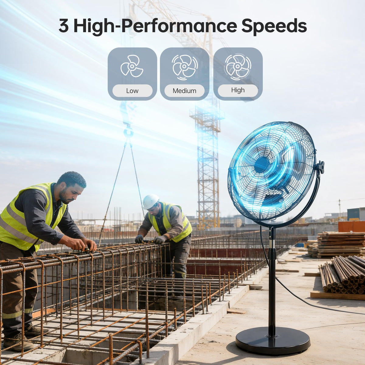 20 Inch Heavy Duty High Velocity Metal Stand Pedestal Fan U608