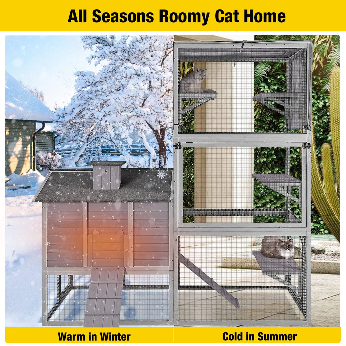 Large Outdoor Cat Enclosure with Platforms O2263