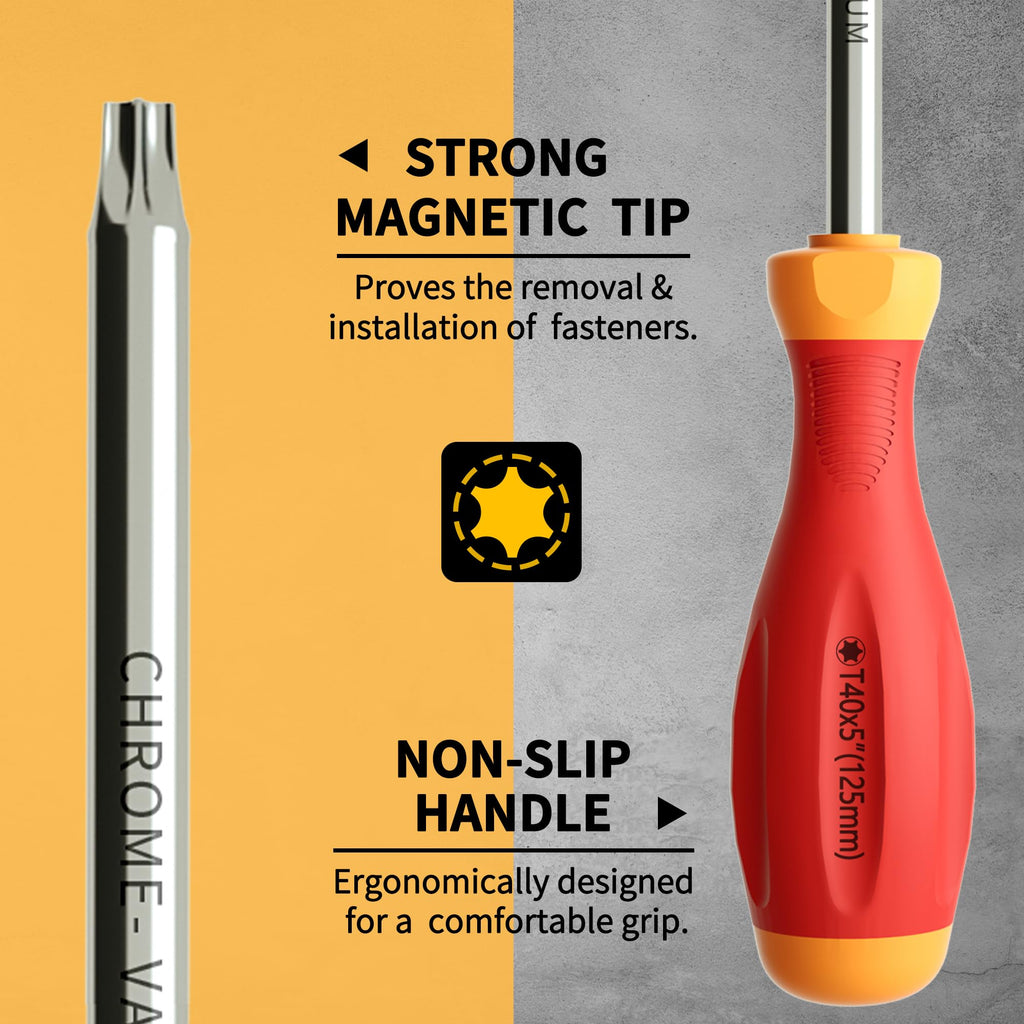 Magnetic Torx Screwdriver Set, 12-in-1 T5-T40 CRV Steel N8775