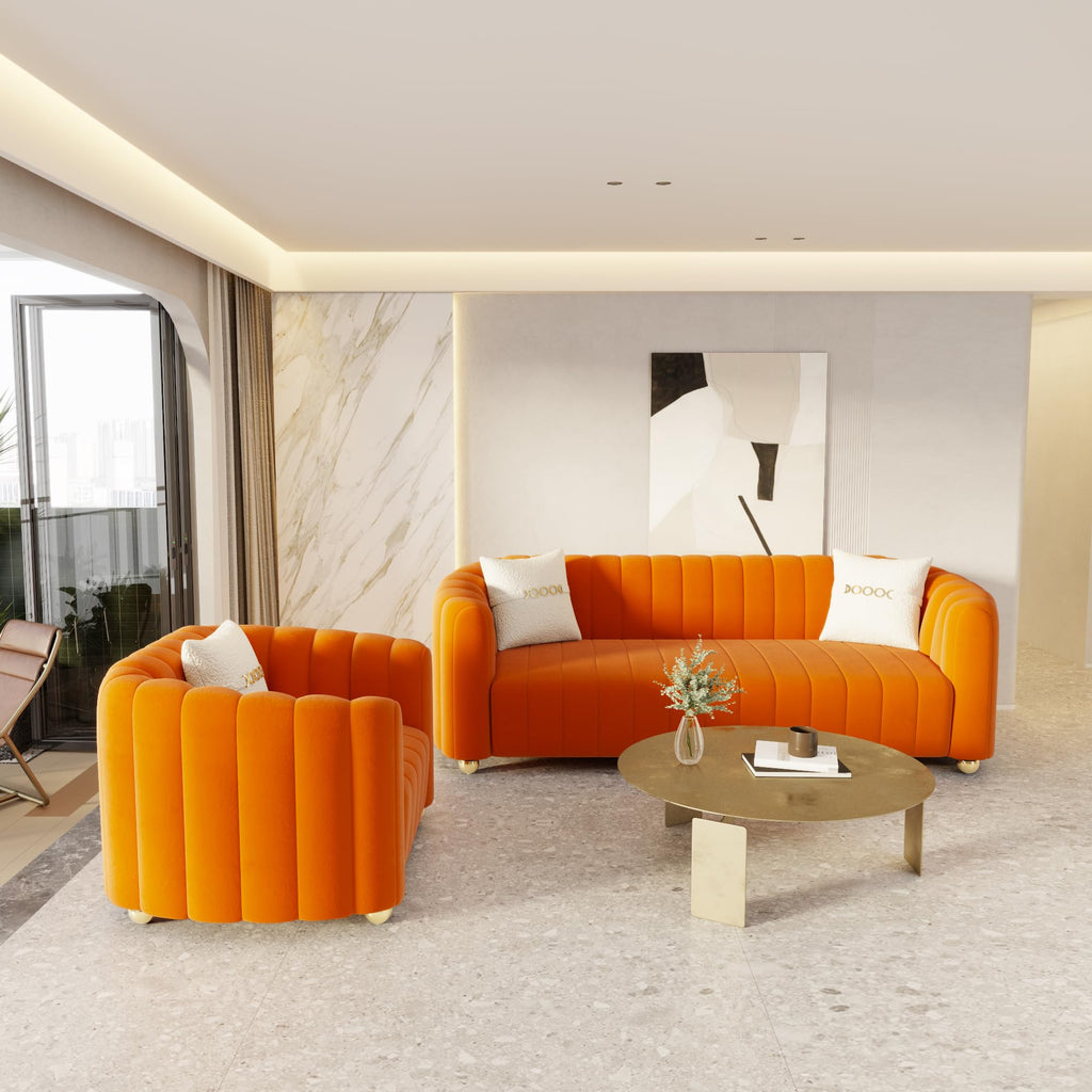 42" Velvet Sofa Chair with Gold Metal Legs G93013