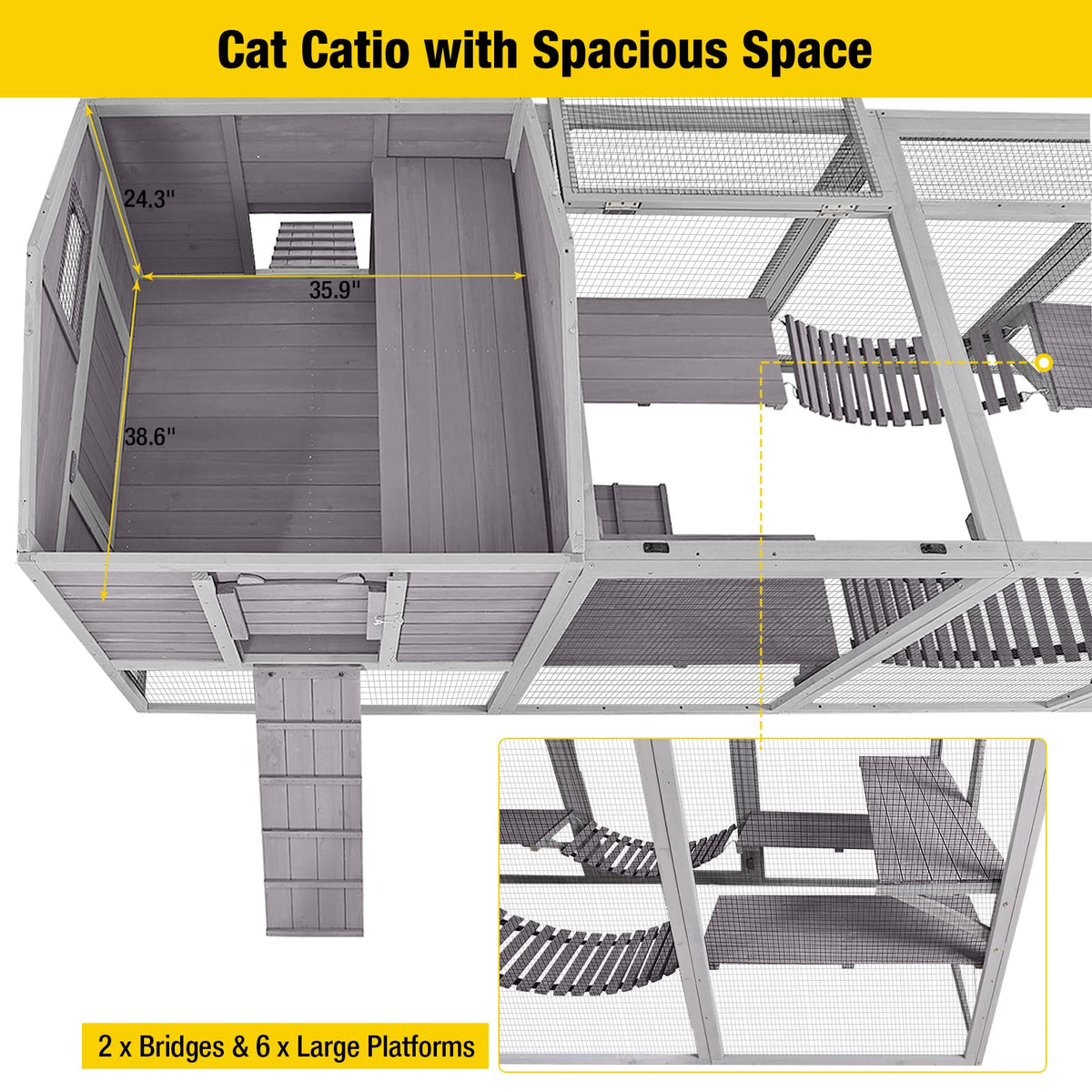 Large Outdoor Cat Enclosure with Platforms O2263