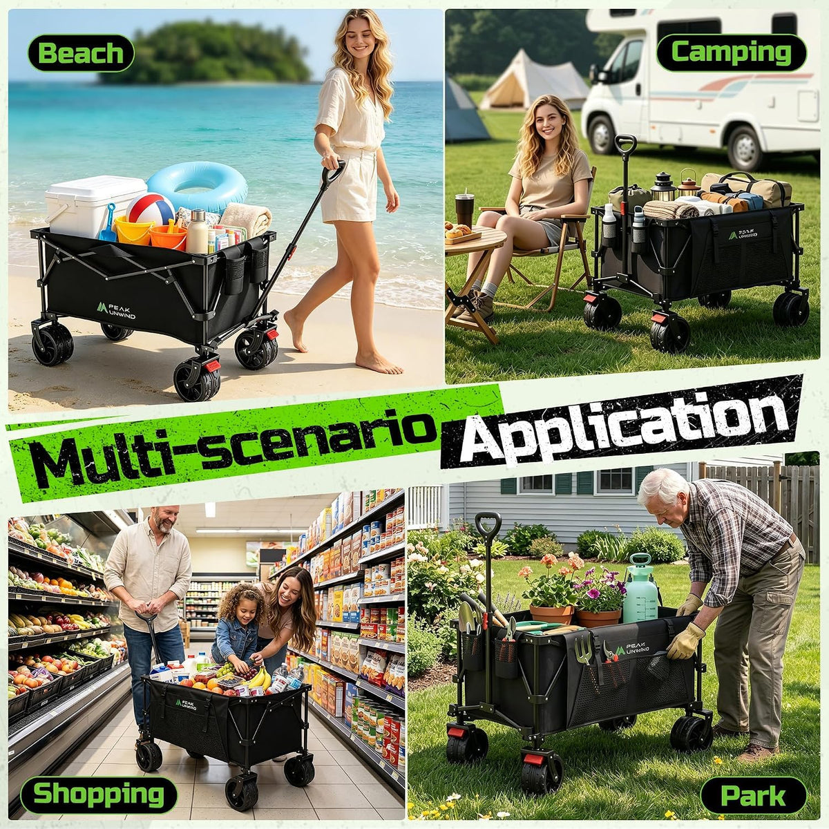 Collapsible Heavy Duty Beach Wagon with Big Wheels V395