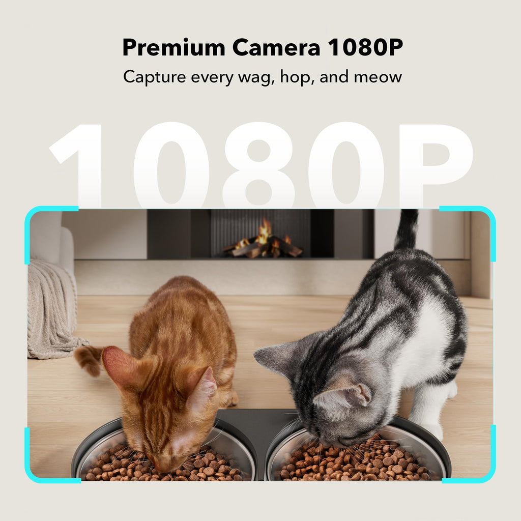 Automatic Cat Feeder with Camera, 1080P HD Video, 5G WiFi, 2-Way Audio, Dual Tray, Black 5L G2702