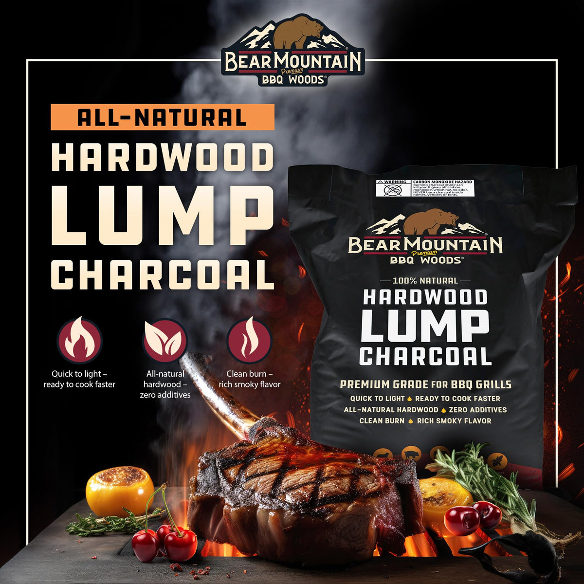 4 Pack Hardwood Lump Charcoal 16 Pounds I143334