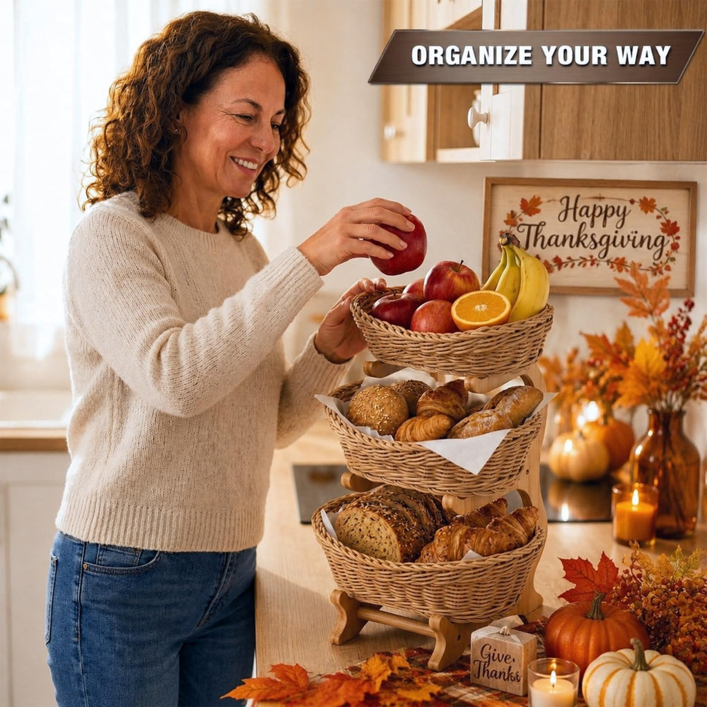 3 Tier Woven Fruit Basket Stand M79422