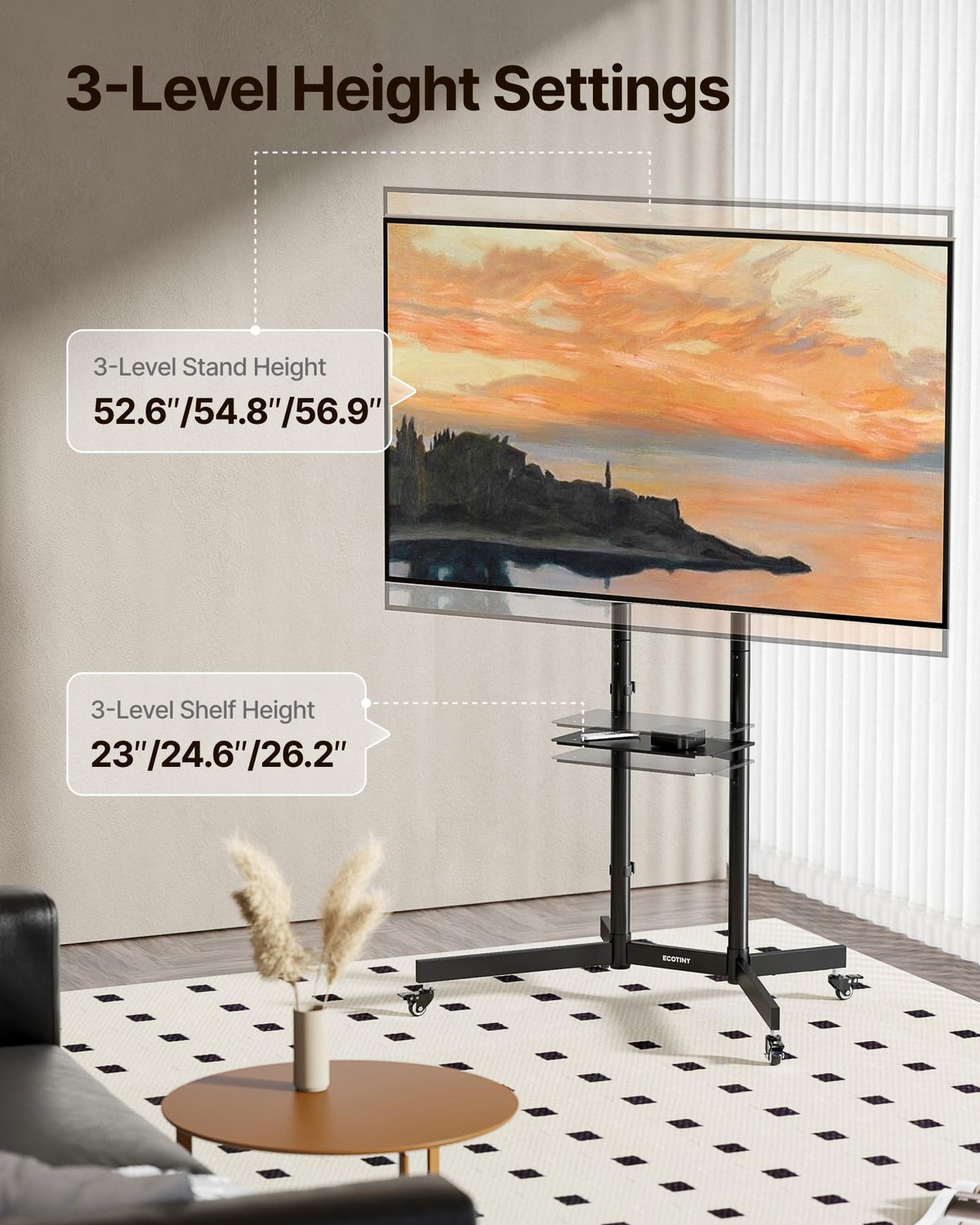 Heavy-Duty Rolling TV Stand S104