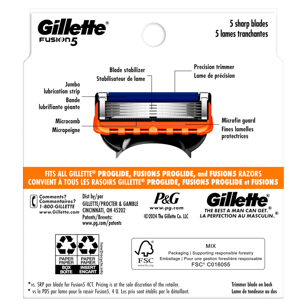 5-Blade Mens Razor Blade Refills, 12 Count M62355