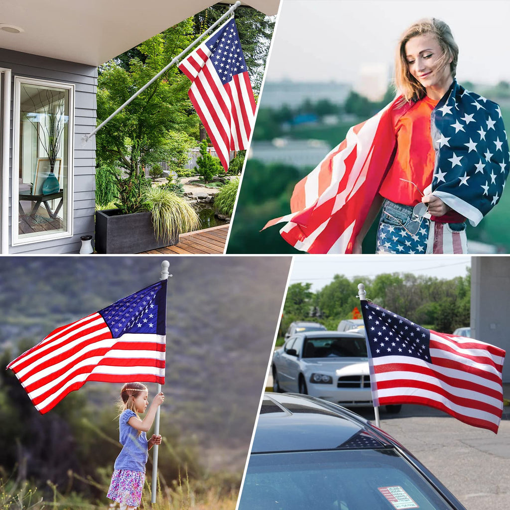 5ft White Tangle Free Flag Pole with 3x5 Embroidered US Flag C590