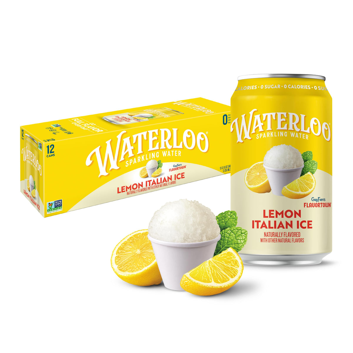 Lemon Italian Ice Sparkling Water 12 Fl Oz Cans Pack of 12 Z5916