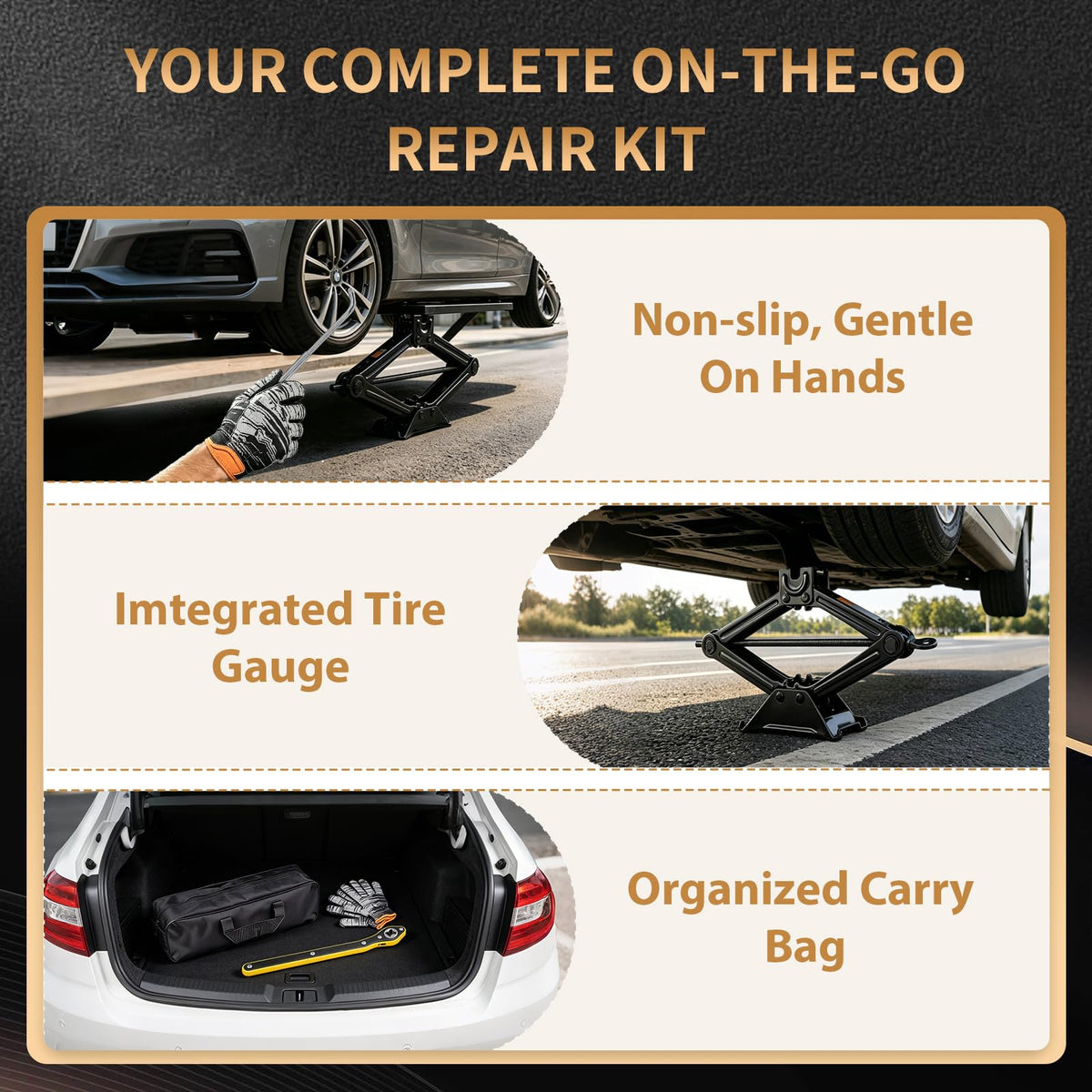 3-Ton Scissor Jack Kit with Ratchet Wrench U328000