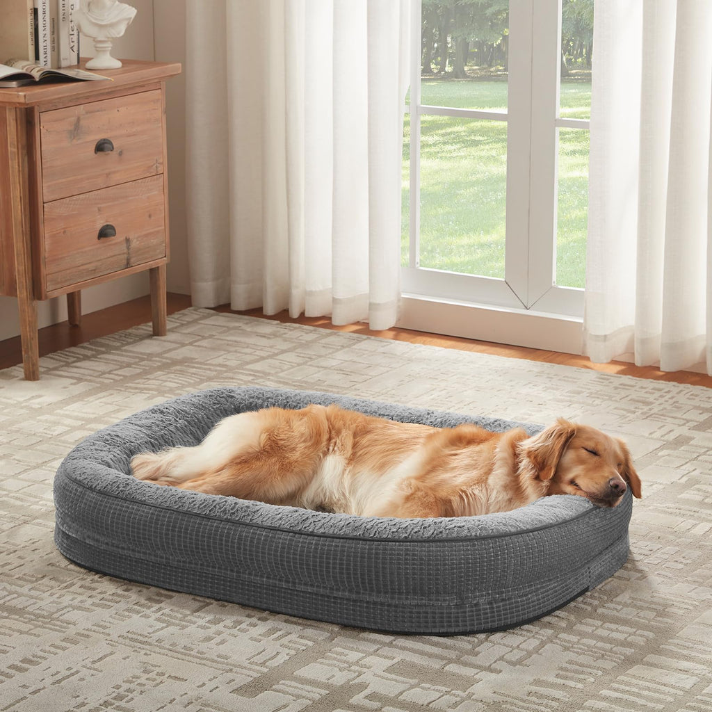 XL Grey Memory Foam Orthopedic Dog Bed with Washable Cover A977616