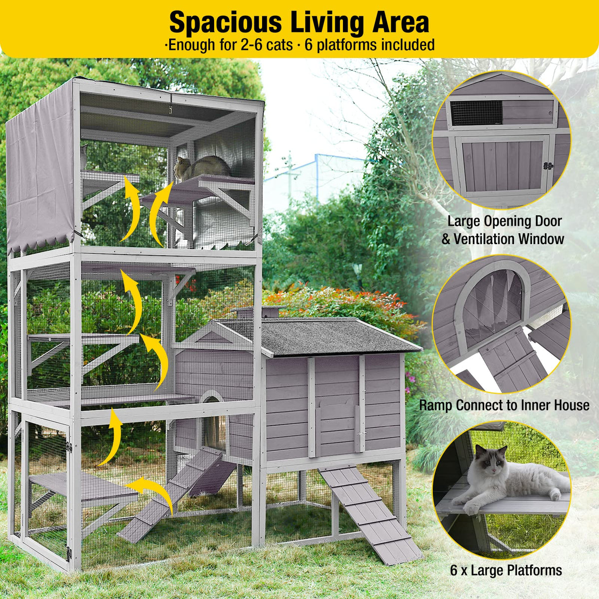 Large Outdoor Cat Enclosure with Platforms O2263