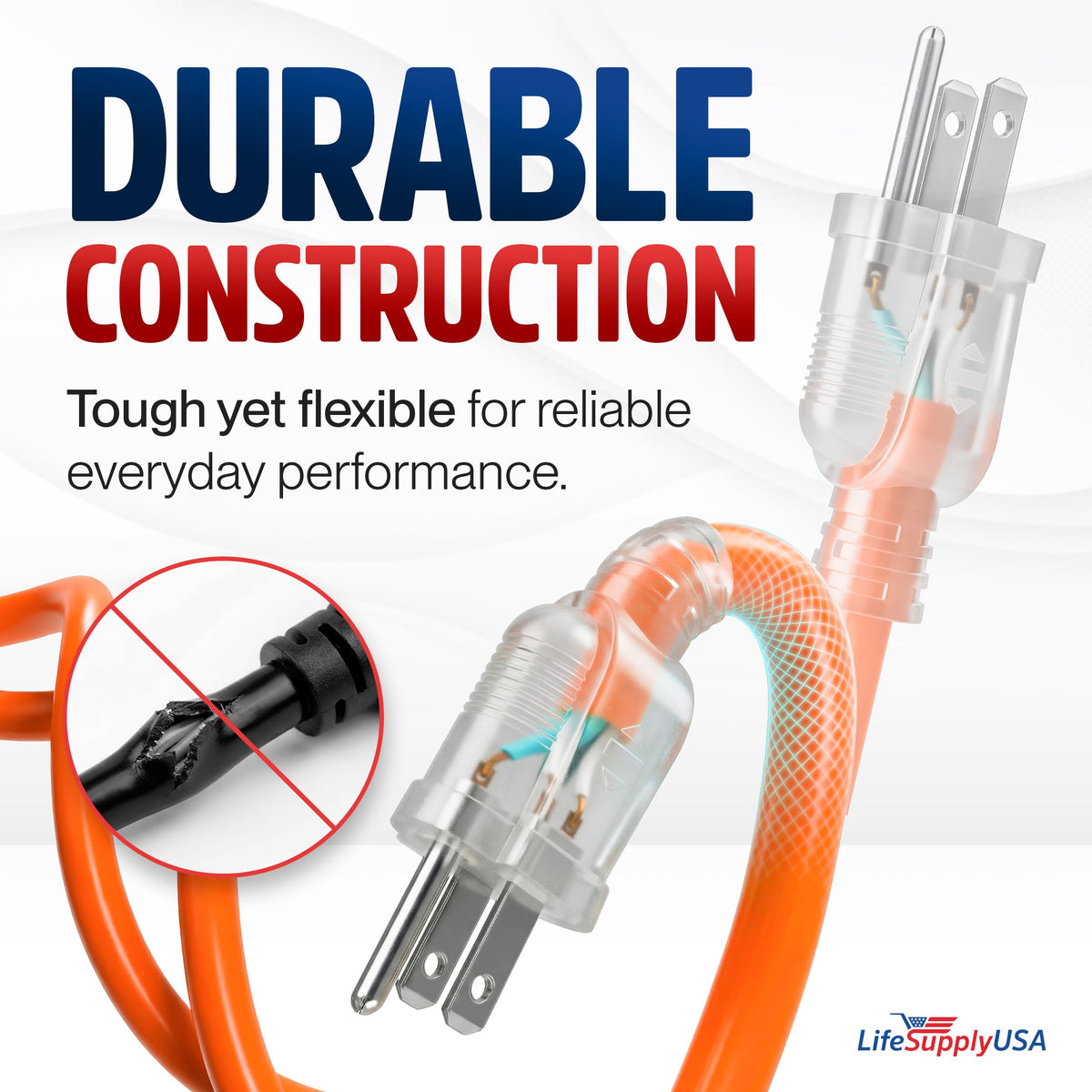 100ft 10/3 Gauge Heavy Duty Outdoor Extension Cord Orange I36342