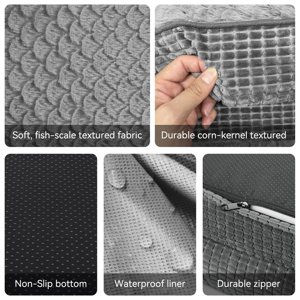 XL Grey Memory Foam Orthopedic Dog Bed with Washable Cover A977616