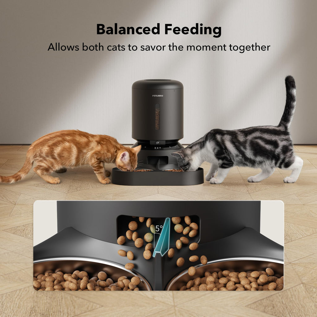 Automatic Cat Feeder with Camera, 1080P HD Video, 5G WiFi, 2-Way Audio, Dual Tray, Black 5L G2702