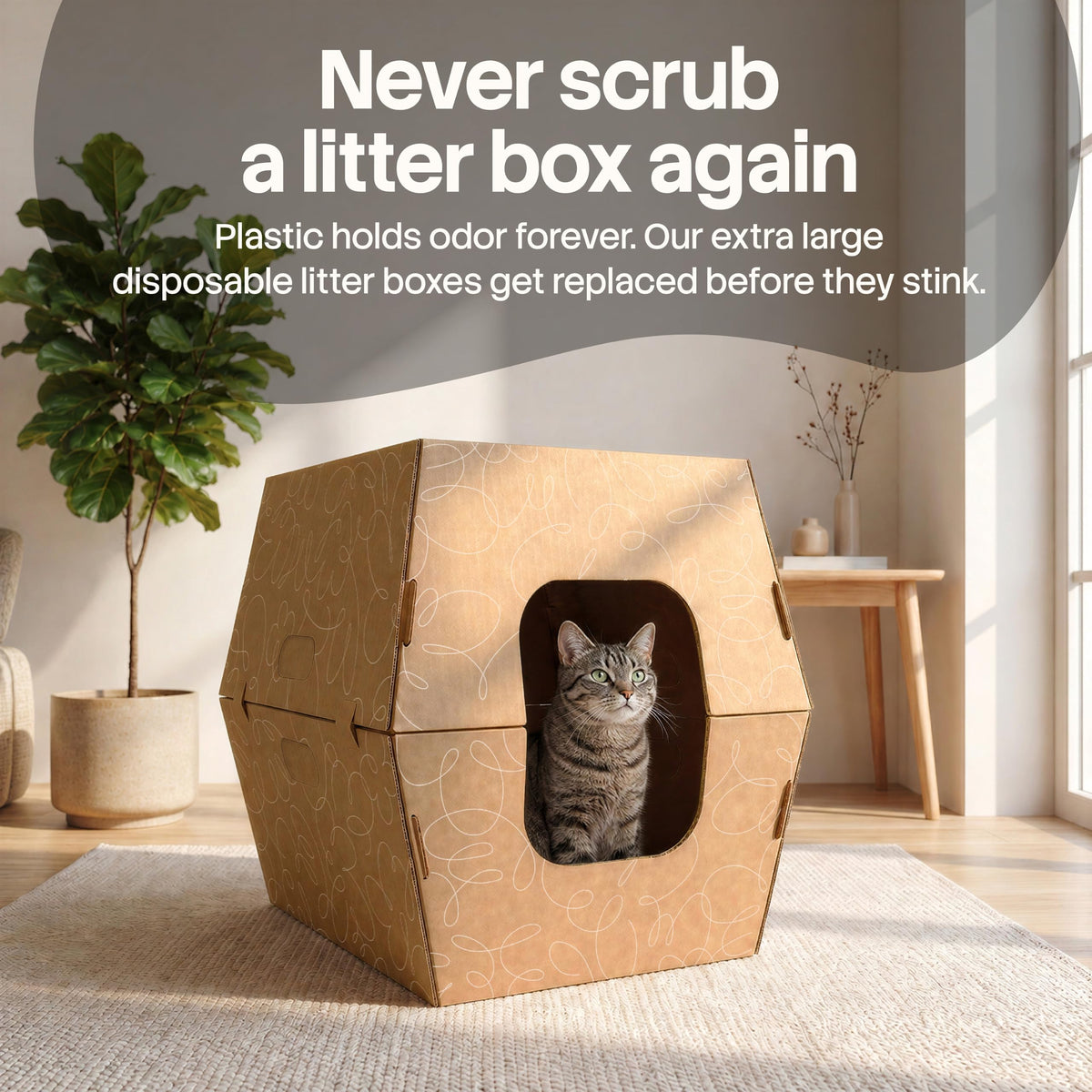 10 Pack Extra Large High Sided Leak Resistant Cardboard Cat Litter Boxes D517011