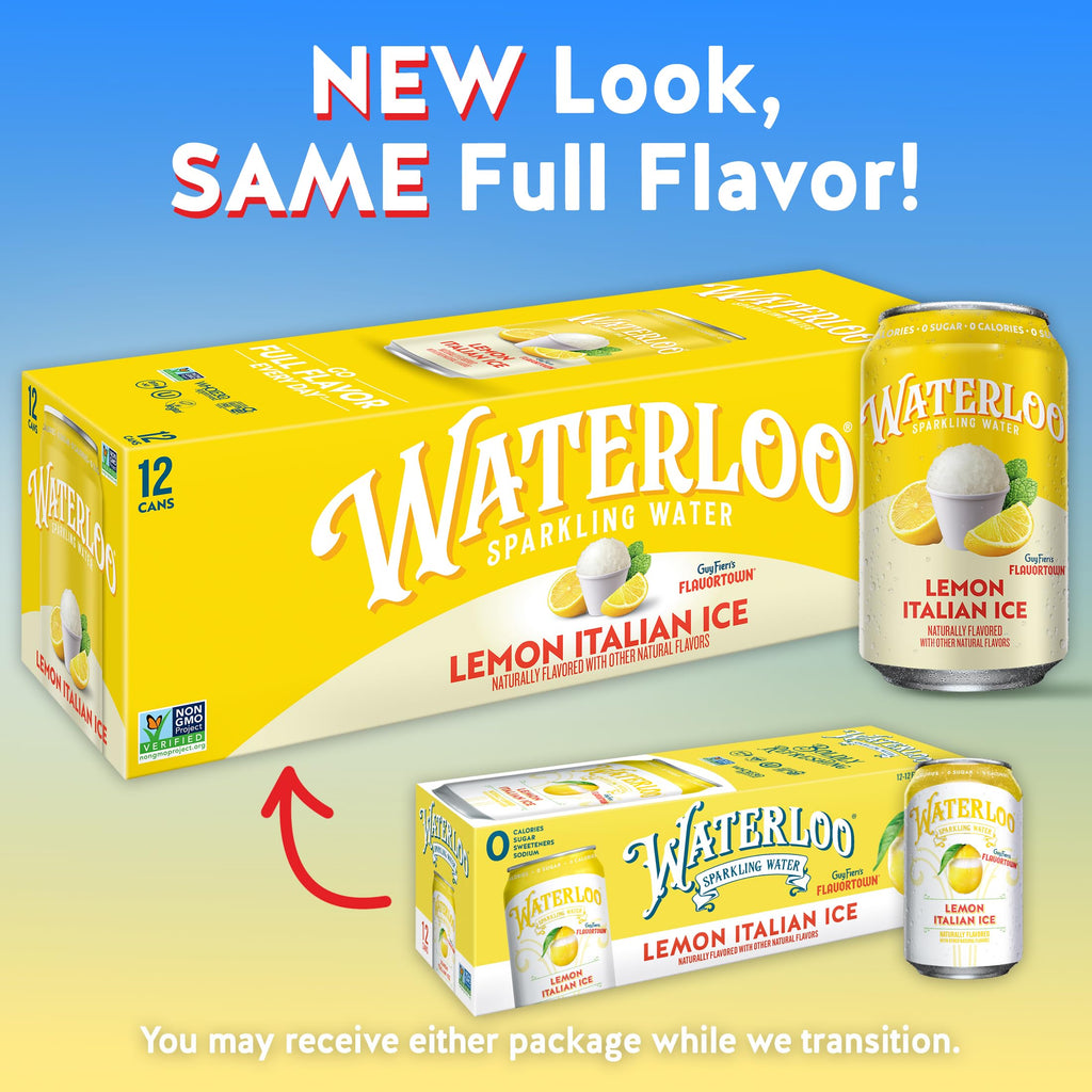 Lemon Italian Ice Sparkling Water 12 Fl Oz Cans Pack of 12 Z5916