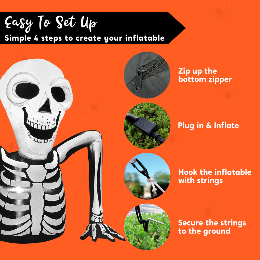 5.5 FT Long Inflatable Skeleton Outdoor Decoration with LEDs P577753