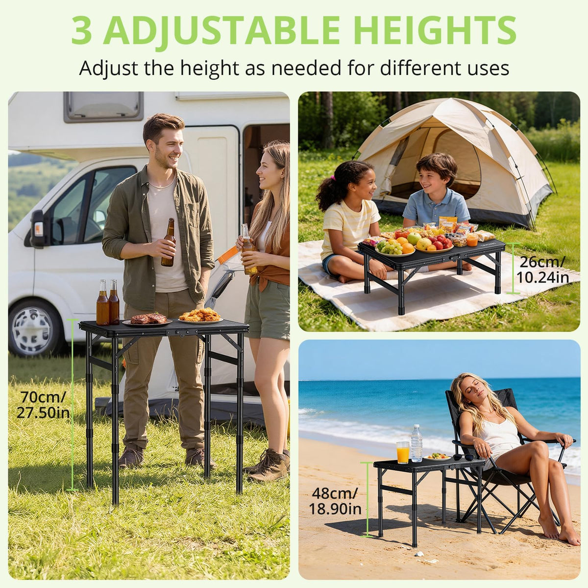 2ft Adjustable Folding Camping Table W8112