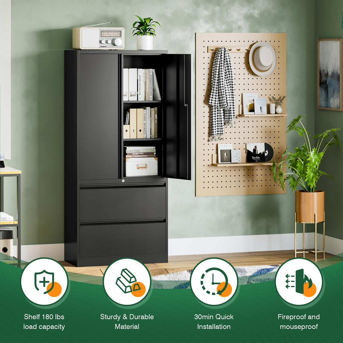 Metal 2 Drawer File Cabinet with Lock F471344