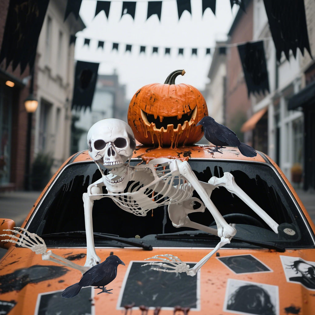 5.4ft/165cm Halloween Skeleton with Crows Movable Joints E872891