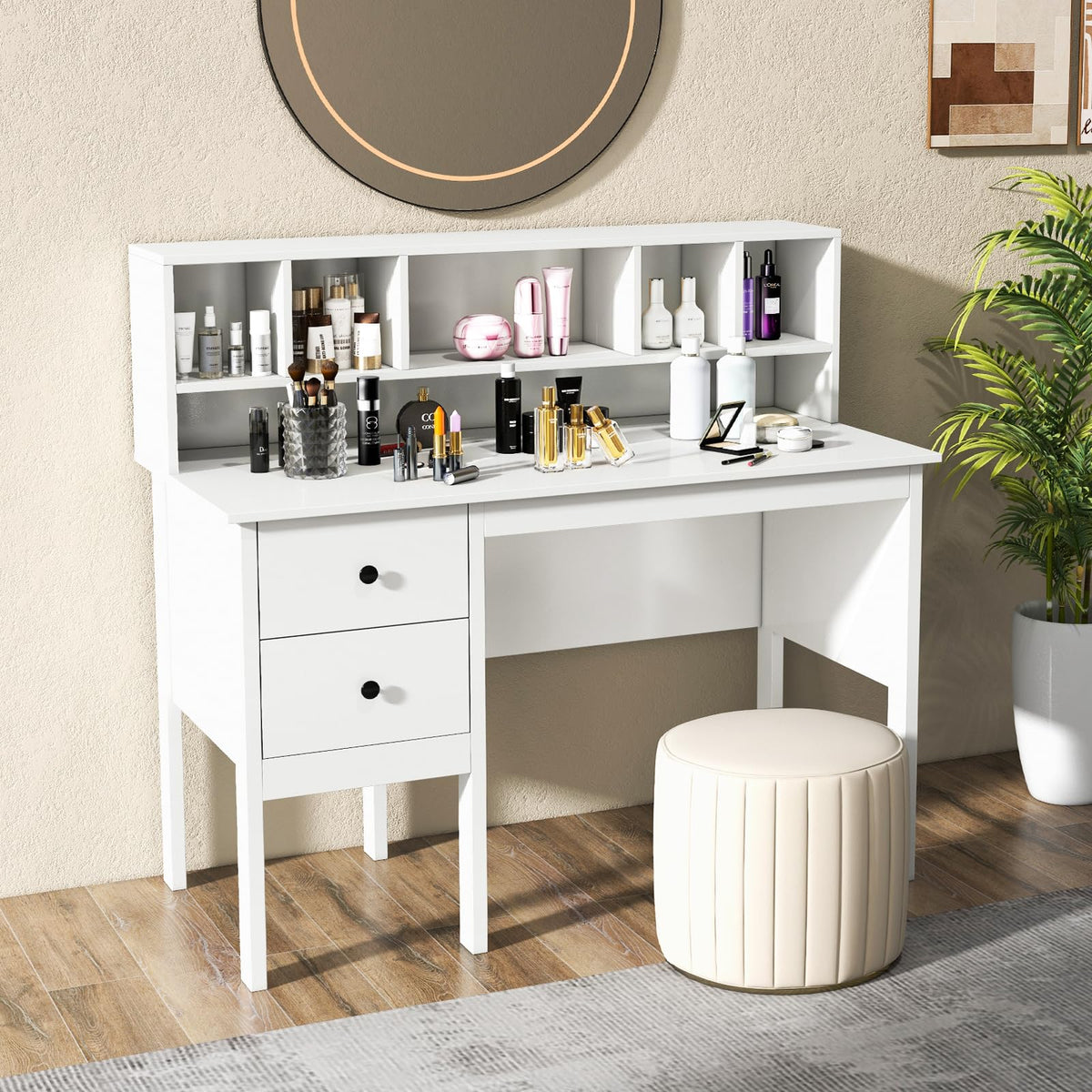White Desk with Drawers and Hutch O6452