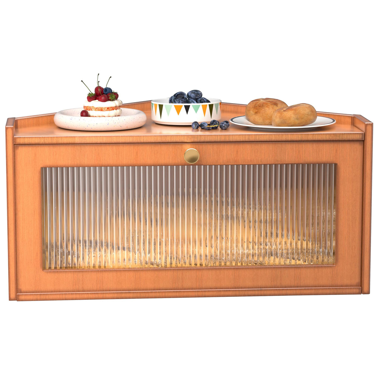 Bamboo Wooden Bread Box with Acrylic Window P2421