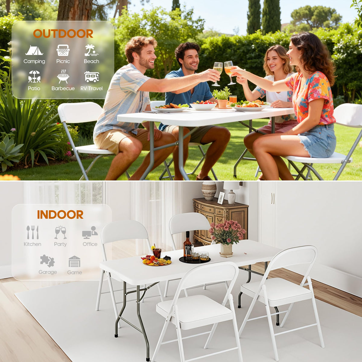 6ft Heavy Duty Folding Table White C616192