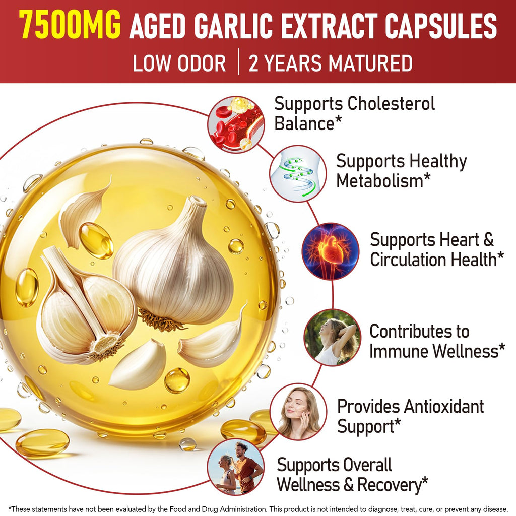 Aged Garlic Extract Capsules with Magnesium, Vitamin B1 & B9, 120 Count M981