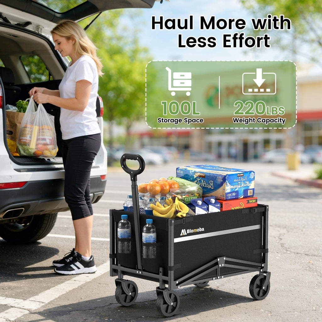 Collapsible Wagon Cart with Wheels, Black B234