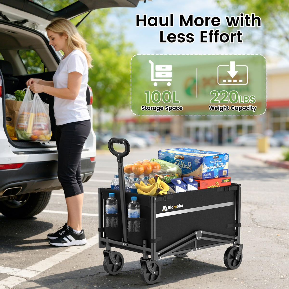 Collapsible Wagon Cart with Wheels, Black B234