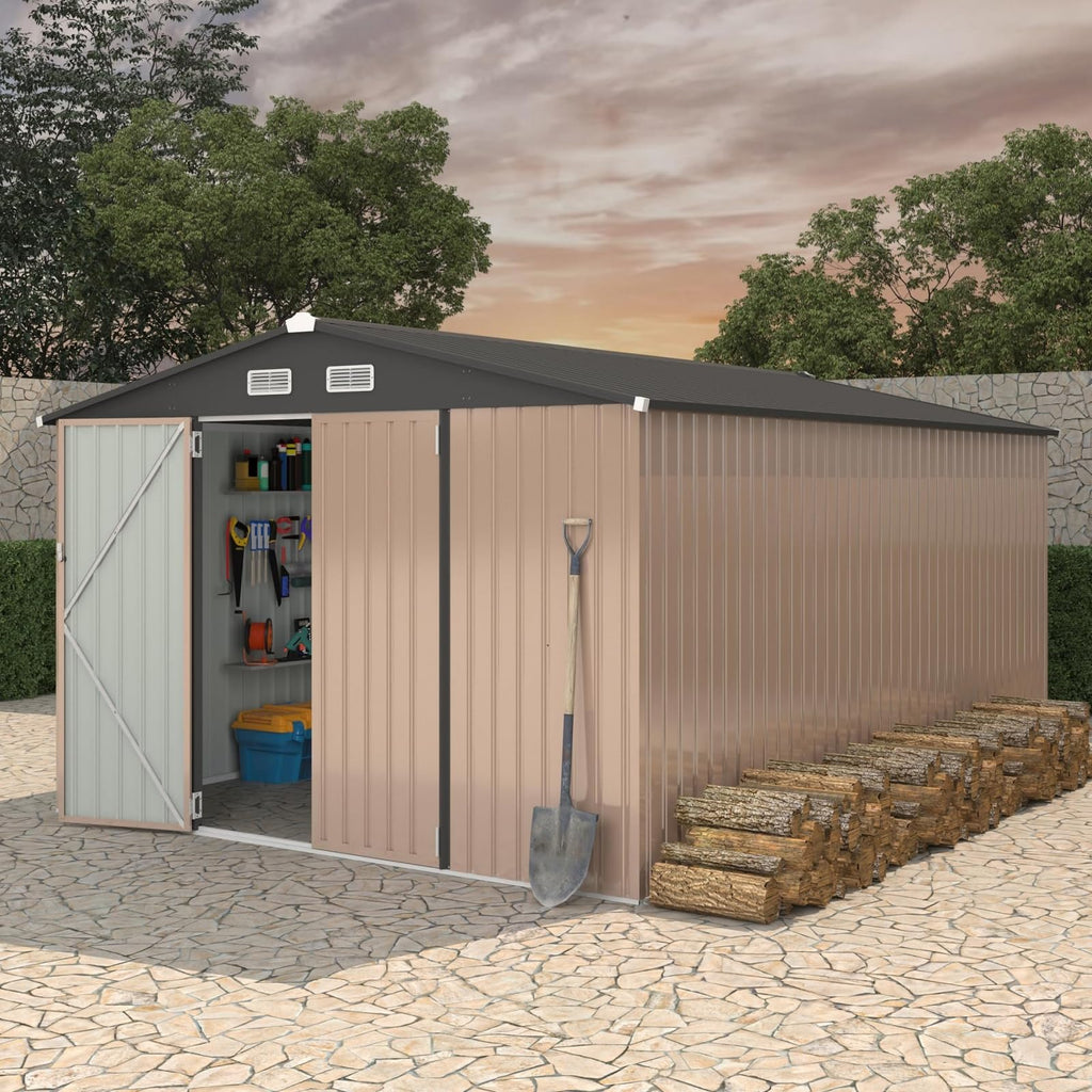 10X14 Ft Metal Storage Building with Lockable Door V507