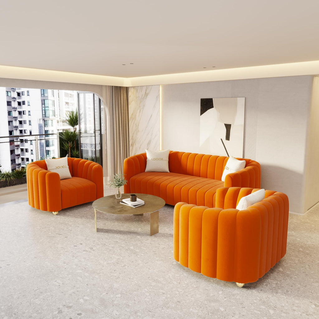 42" Velvet Sofa Chair with Gold Metal Legs G93013